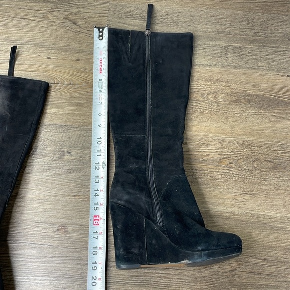 Nine West Women’s Black Suede Harvee Wedge Knee High Tall Boot, size 8 - Picture 8 of 12